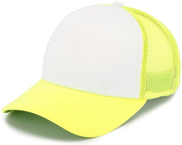 Кепка бейсболка тракер желтый неон с белым